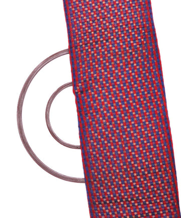 blue checks pattern chanderi silk fabric